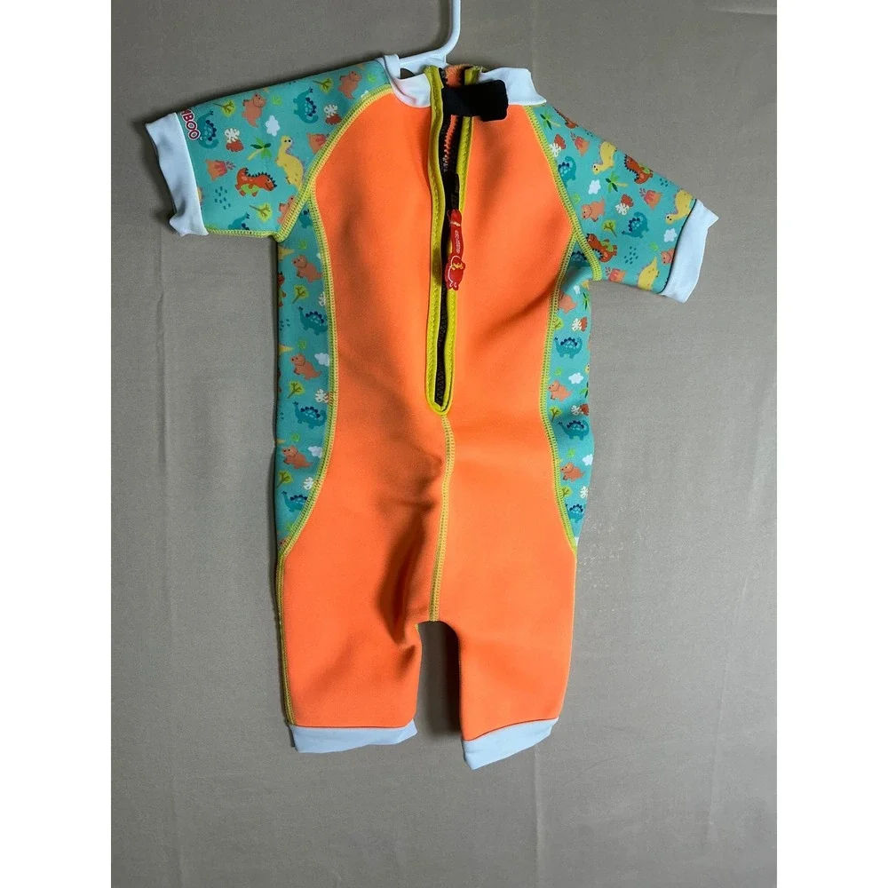 Cheekaaboo  Kids Thermal Swimsuit Orange Dino‎ 6-12 Months Neoprene UPF50